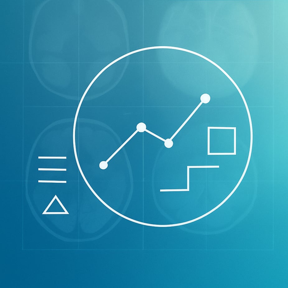 Create a modern abstract radiologythemed hero image that visually represents the idea of turning complex medical technology into clear understandable