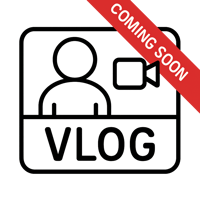 I want the VLOG pictogram with a black outline top right corner will have a Coming Soon banner in red on a 45 degree angle